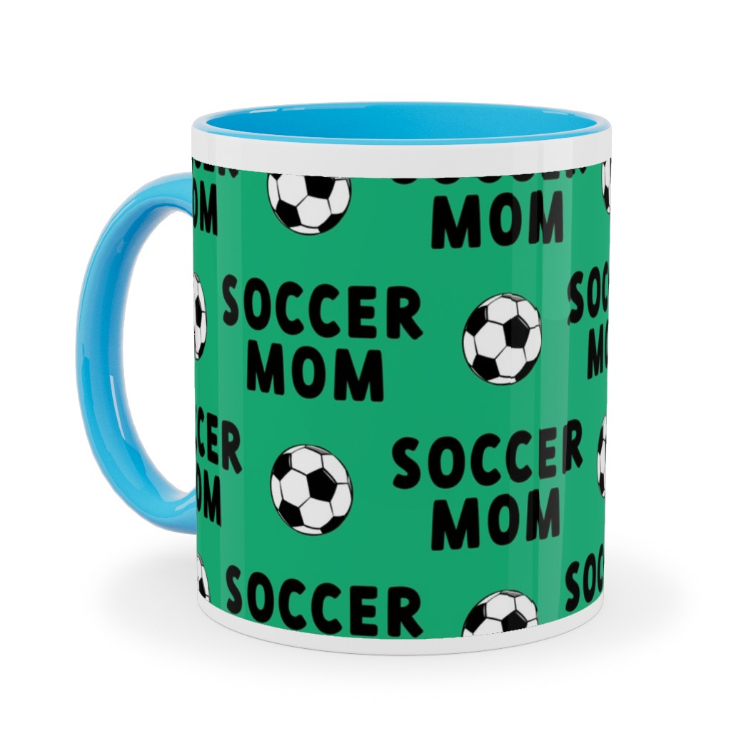 Soccer Mom - Green Ceramic Mug, Light Blue,  , 11oz, Green