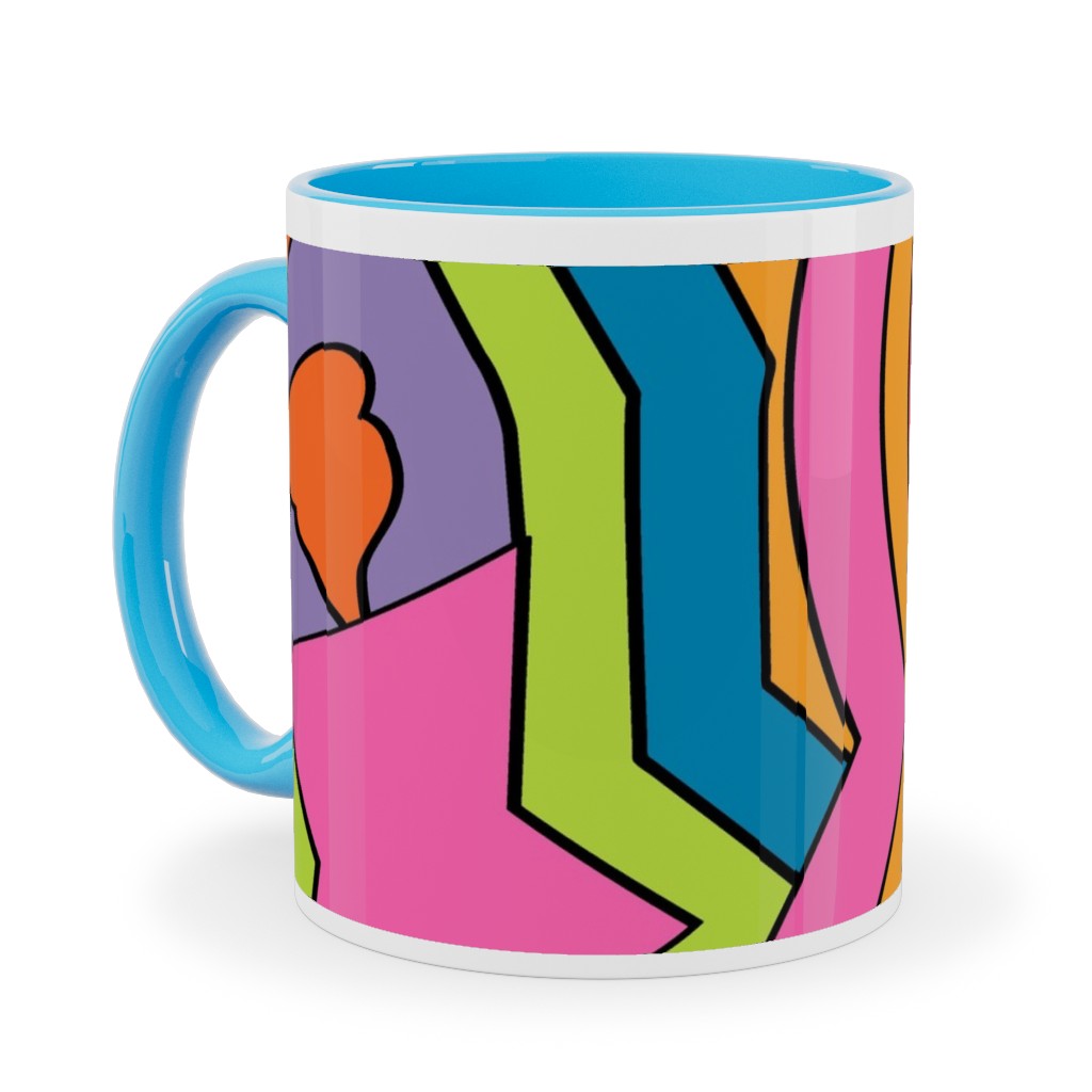 Psychedelic 60s Rainbow - Neon Ceramic Mug, Light Blue, , 11oz, Multicolor