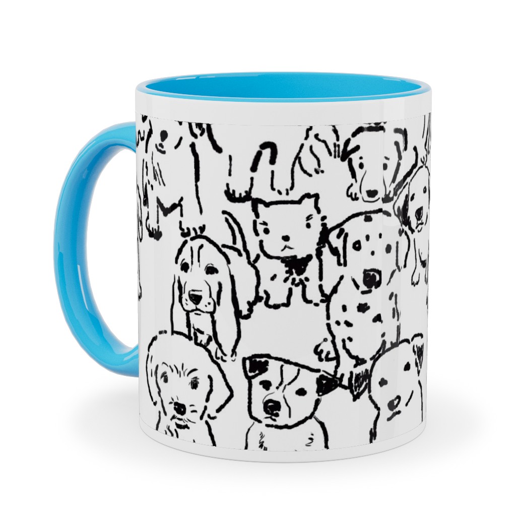 Puppies Ceramic Mug, Light Blue, , 11oz, White, White