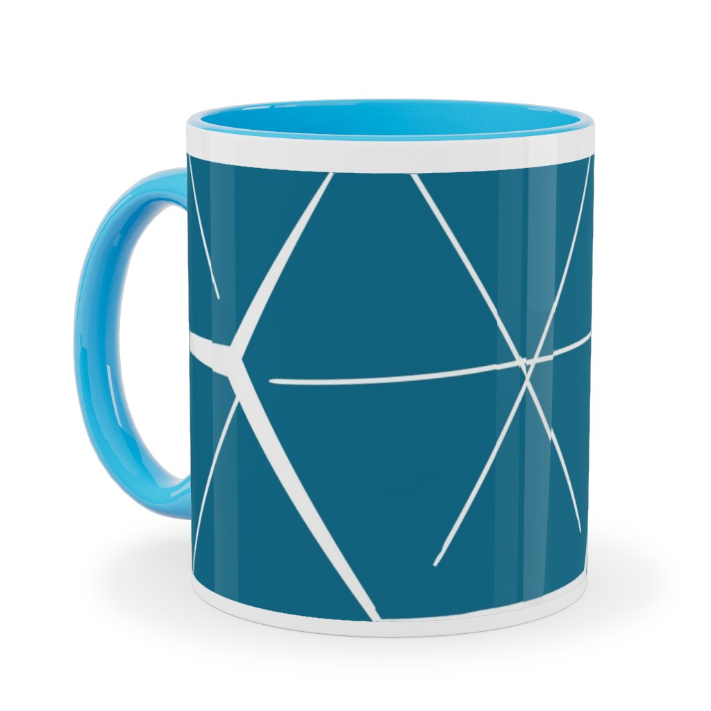 Hexagons - Blue Ceramic Mug, Light Blue,  , 11oz, Blue