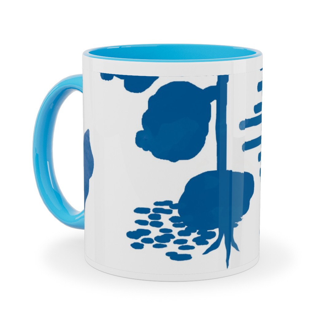 Blue and White Garden Ceramic Mug, Light Blue, , 11oz, Blue, True Blue