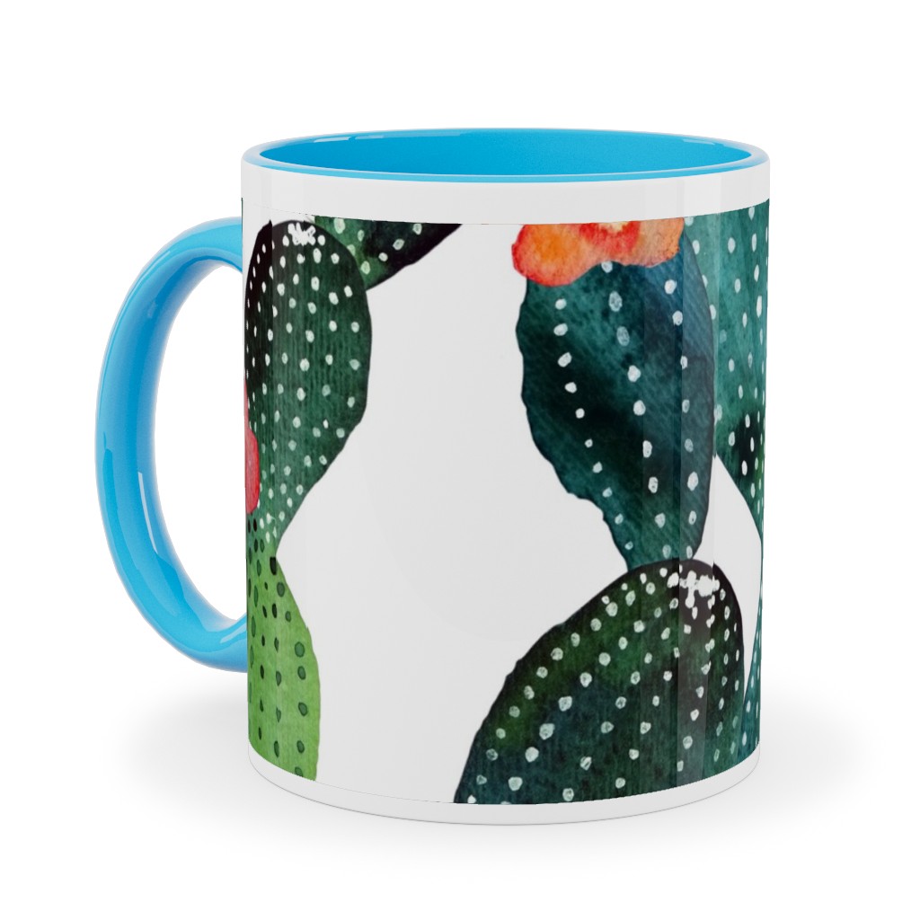 Cactuses - Green Ceramic Mug, Light Blue,  , 11oz, Green