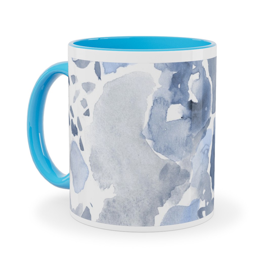 Happy Abstract Watercolor Ceramic Mug, Light Blue, , 11oz, Blue, Marine Layer