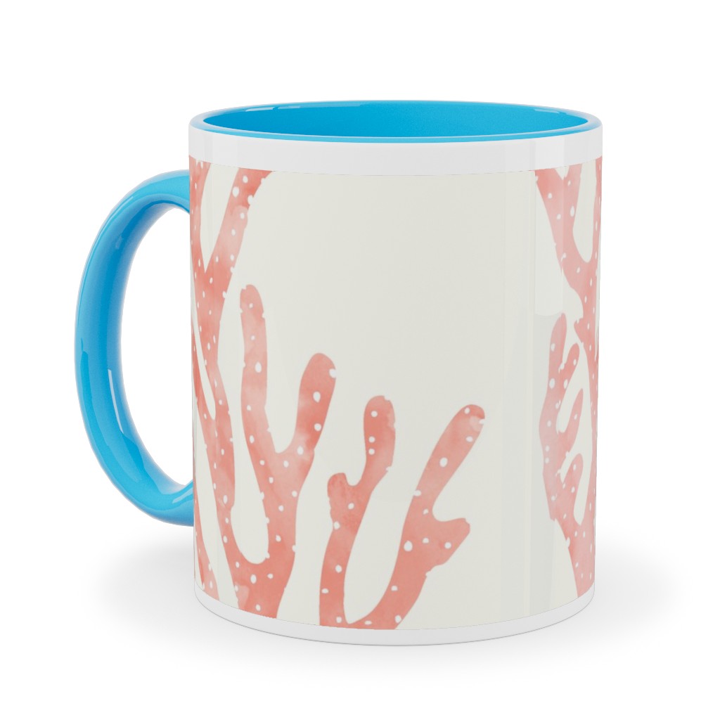 Coral Mermaid Ceramic Mug, Light Blue, , 11oz, Pink, Pearl