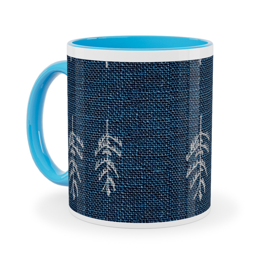 Arctic Night Forest - Navy Ceramic Mug, Light Blue,  , 11oz, Blue