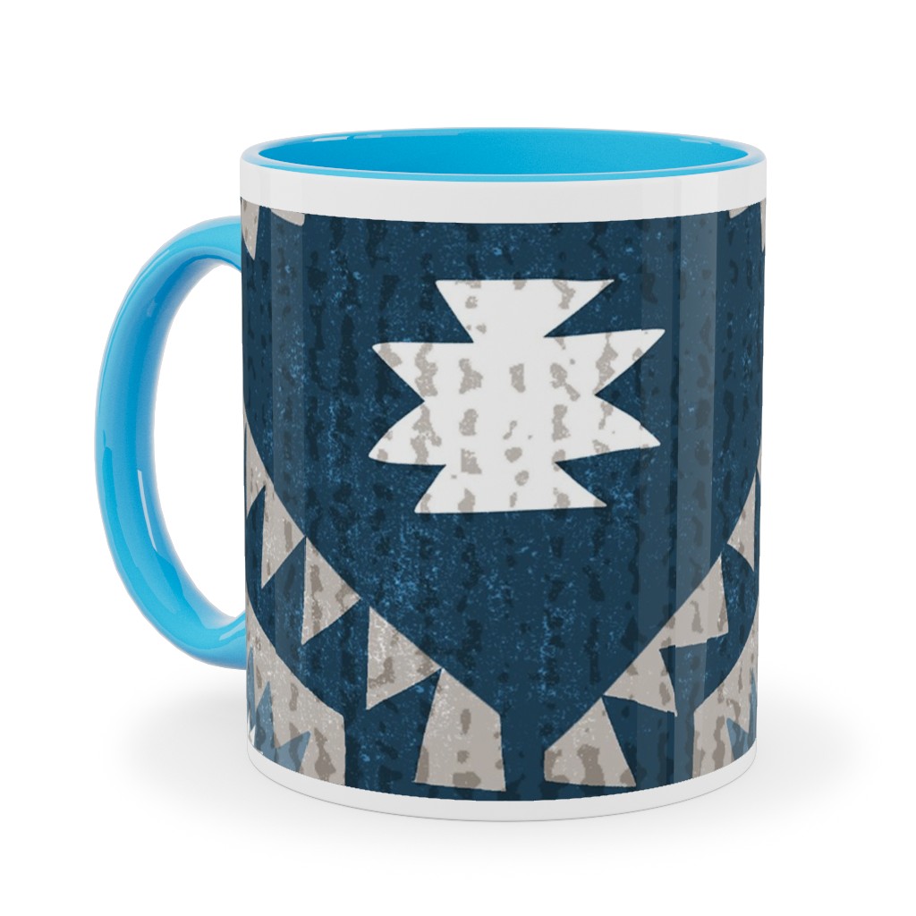 Kilim Me - Blue Ceramic Mug, Light Blue, , 11oz, Blue, True Blue