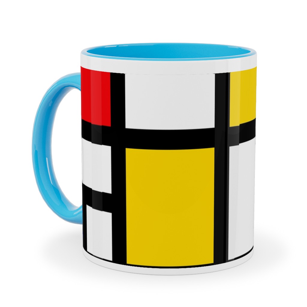 Mondrian Ceramic Mug, Light Blue, , 11oz, Multicolor