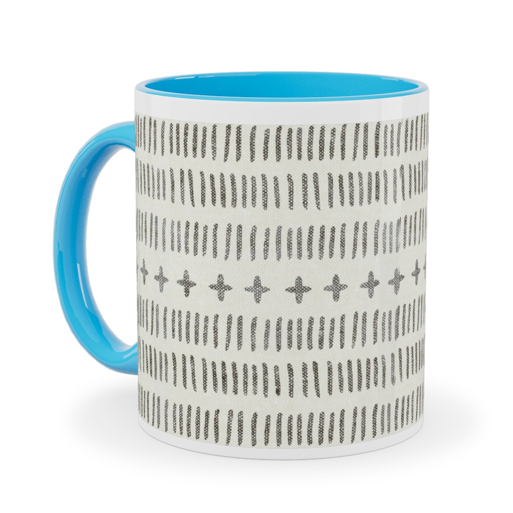 Modern Farmhouse Dash - Light Ceramic Mug, Light Blue, , 11oz, Beige, Pearl