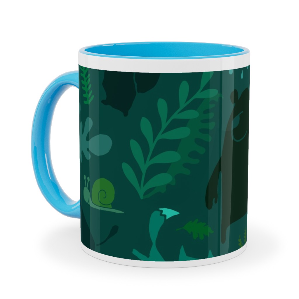 Pnw Forest - Emerald Green Ceramic Mug, Light Blue,  , 11oz, Green