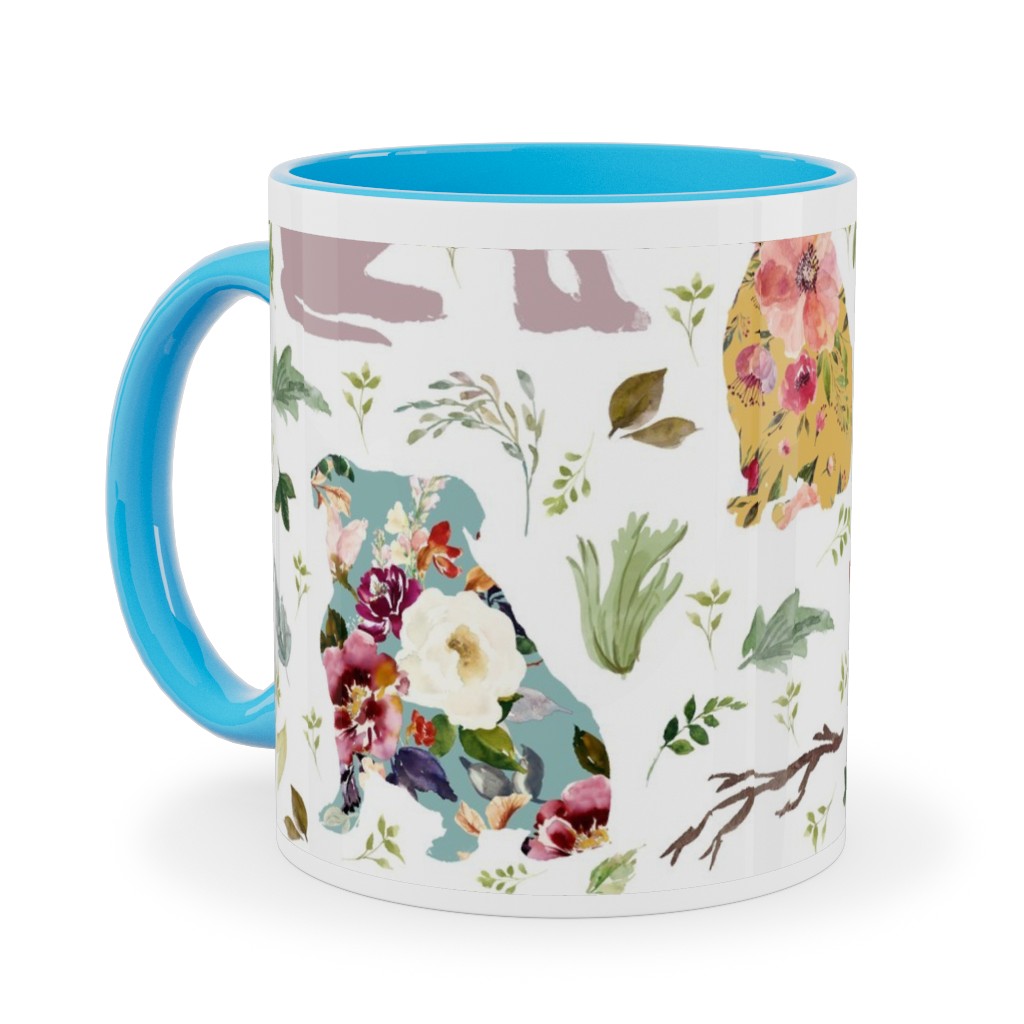 Patchwork Dogs - Multi Ceramic Mug, Light Blue,  , 11oz, Multicolor