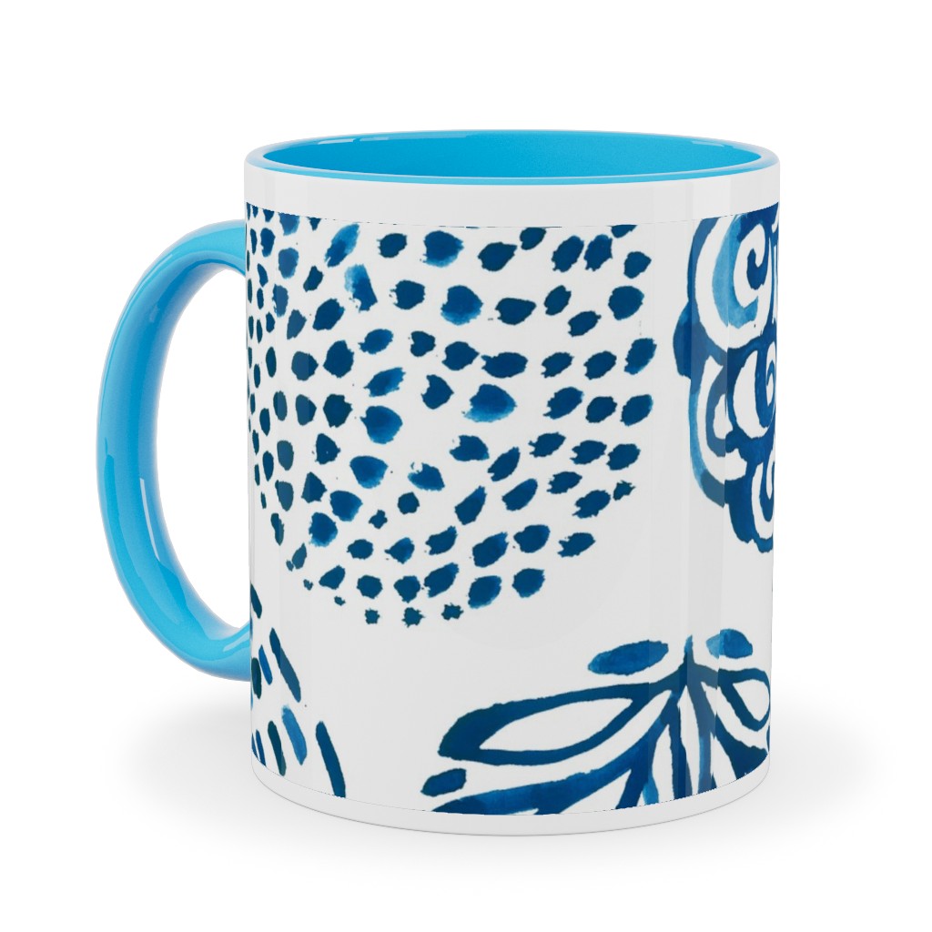 Watercolor Circles of Nature - Blue Ceramic Mug, Light Blue,  , 11oz, Blue