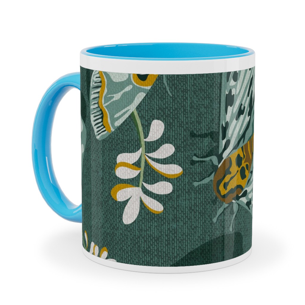 Gathering Moths - Green Ceramic Mug, Light Blue, , 11oz, Green, Classic Green