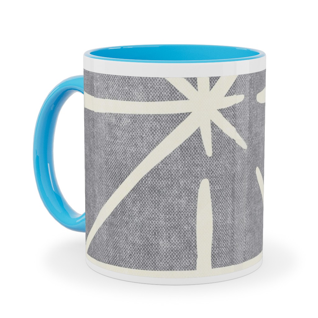 Geometric Triangles - Distressed - Grey Ceramic Mug, Light Blue,  , 11oz, Gray