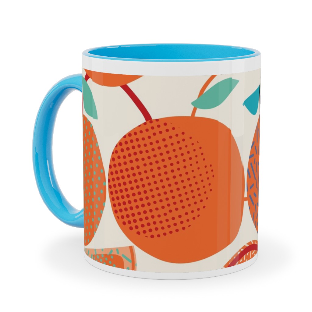 Fresh Orange - Orange Ceramic Mug, Light Blue,  , 11oz, Orange