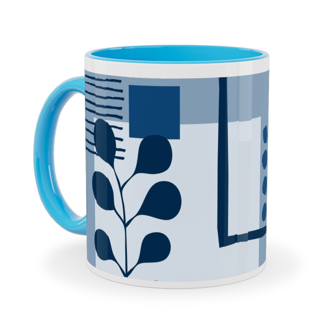 Squared Sea - Blue Ceramic Mug, Light Blue,  , 11oz, Blue