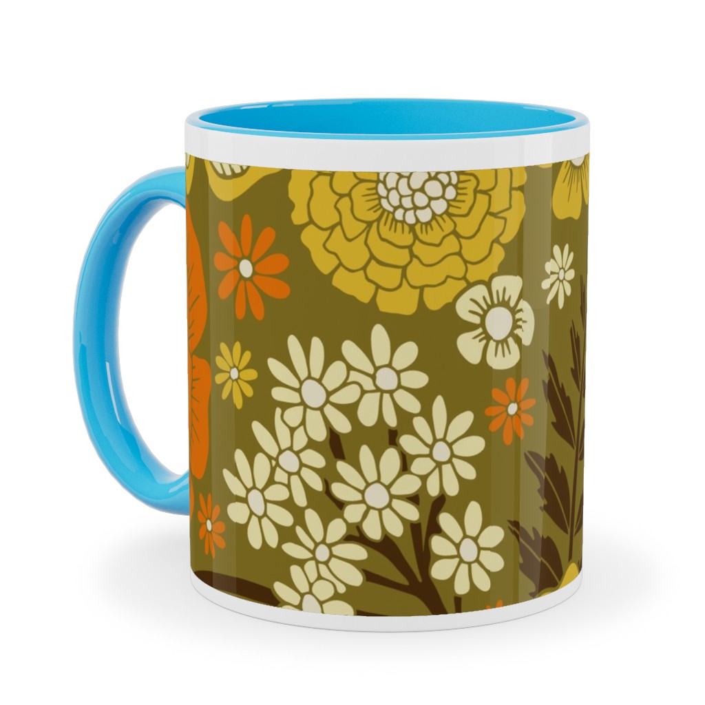 Pink Green Brown Floral Travel Mug, pretty flower pattern - 15oz stainless  steel travel mug