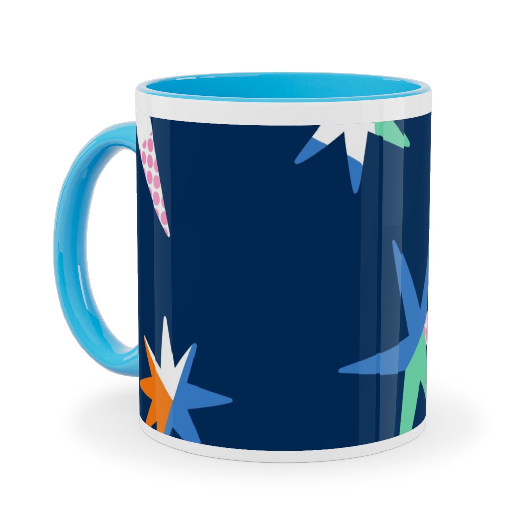 Modern Starry Sky - Blue Ceramic Mug, Light Blue, , 11oz, Blue, True Blue