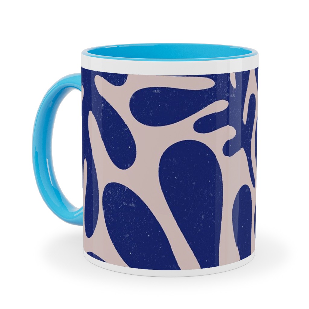 Organic Leaves - Blue Ceramic Mug, Light Blue,  , 11oz, Blue