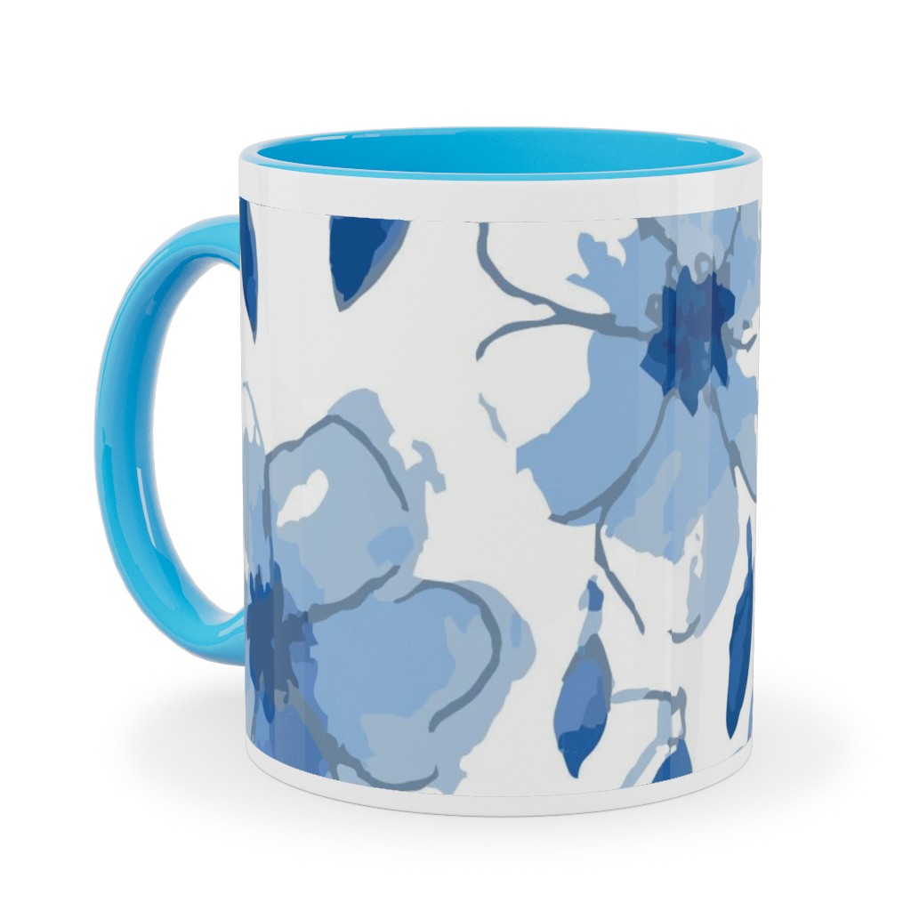the Flow of the Garden - Blue Ceramic Mug, Light Blue,  , 11oz, Blue