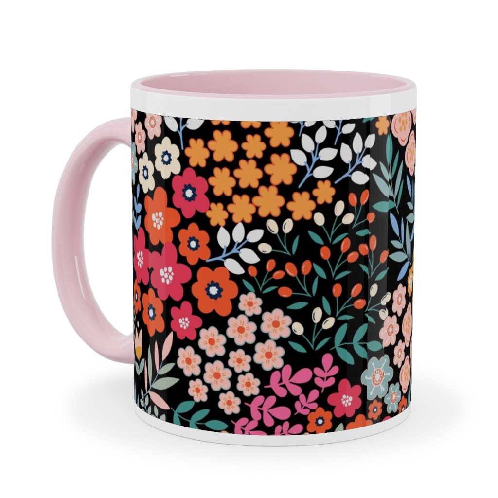 Summer Flower Ceramic Mug, Pink,  , 11oz, Multicolor