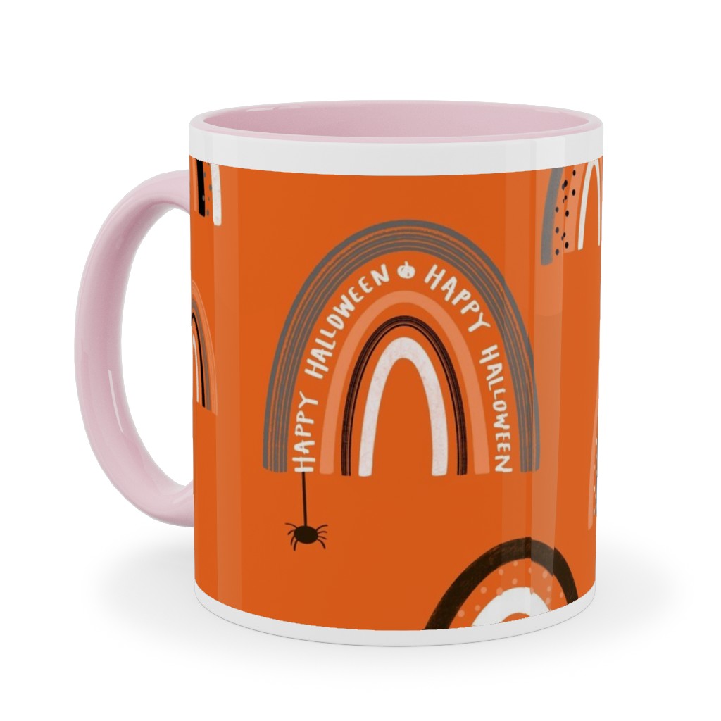 Happy Halloween Rainbows - Orange Ceramic Mug, Pink, , 11oz, Orange, Orange