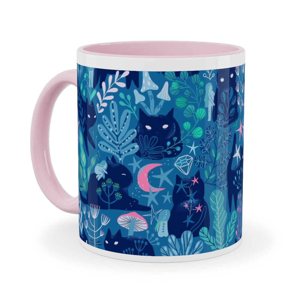 Meowgical Friends - Multicolor Ceramic Mug, Pink,  , 11oz, Blue