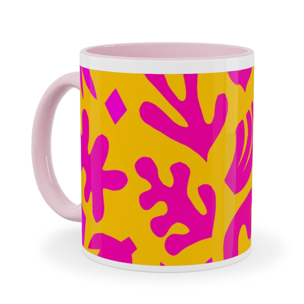 Matisse Paper Cuts - Neon Ceramic Mug, Pink, , 11oz, Pink, Bright Pink