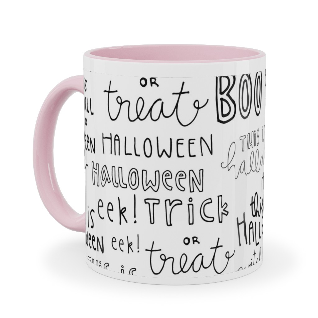Halloween Words - White Ceramic Mug, Pink, , 11oz, White, White