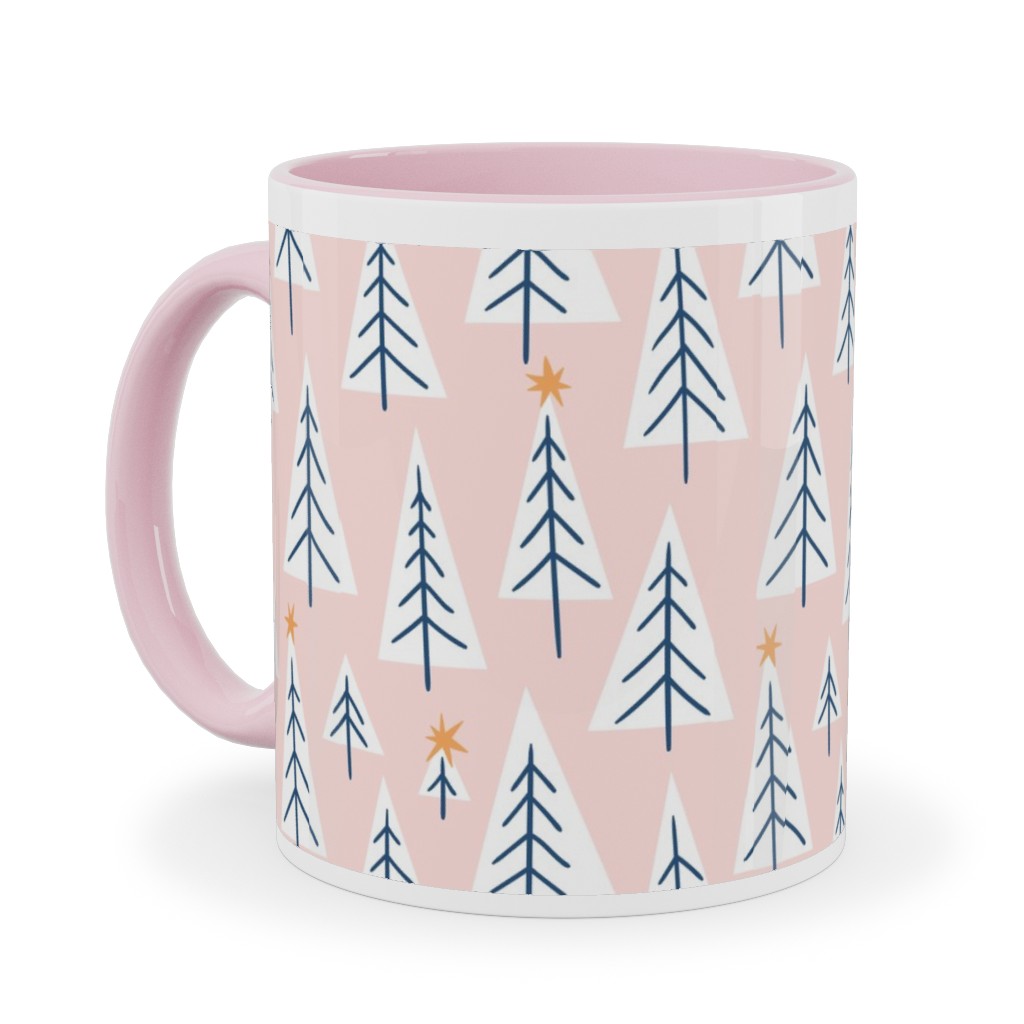Christmas Forest - Pink Ceramic Mug, Pink, , 11oz, Pink, Bright Pink