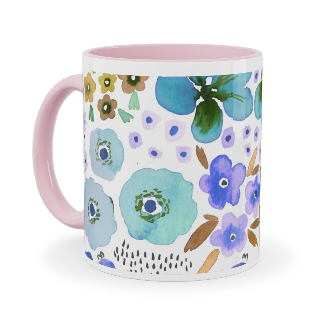 Artful Little Flowers - Multi Ceramic Mug, Pink, , 11oz, Multicolor