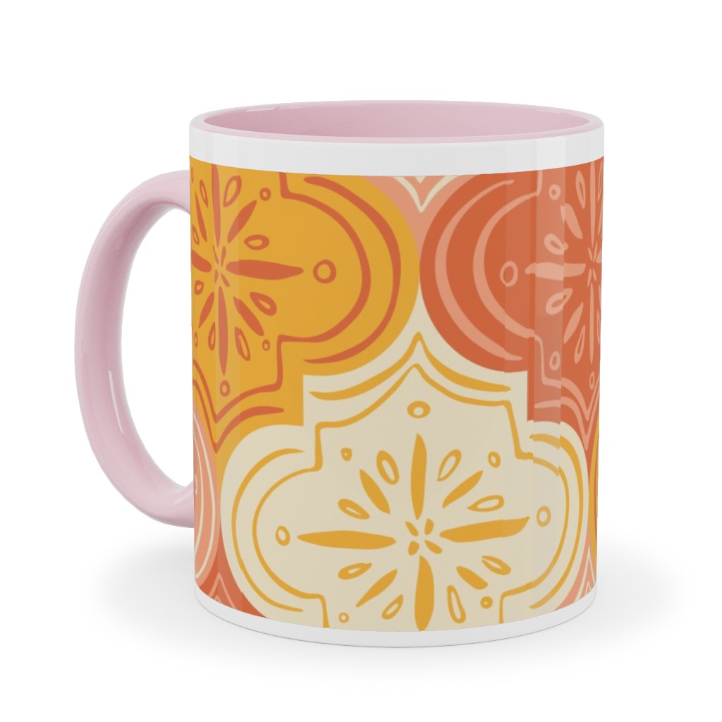 Arabesque - Warm Ceramic Mug, Pink, , 11oz, Orange, Orange