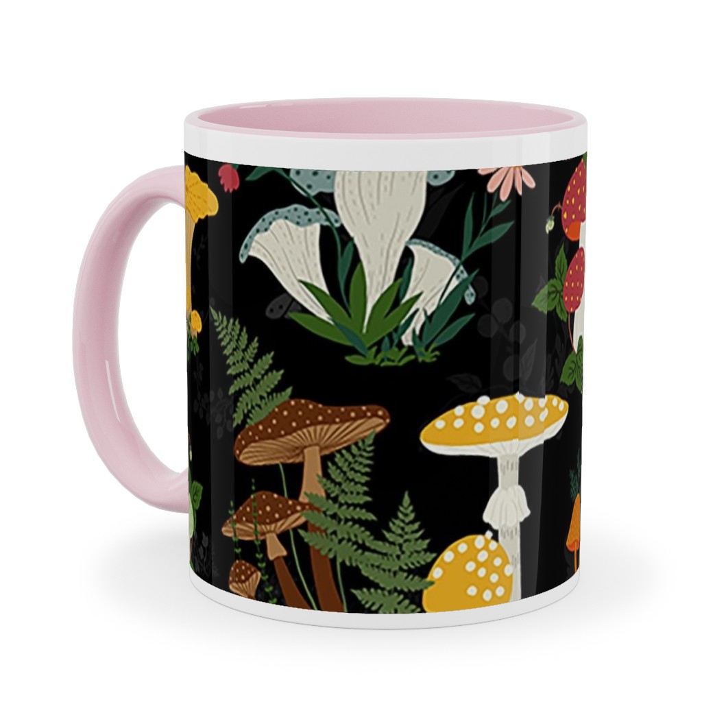 Mushroom Garden - Multi Ceramic Mug, Pink,  , 11oz, Multicolor