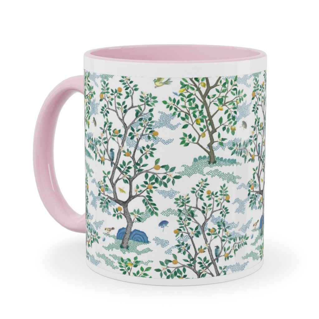 Natural Scatter Citrus Tree - White Ceramic Mug, Pink, , 11oz, Green, Classic Green