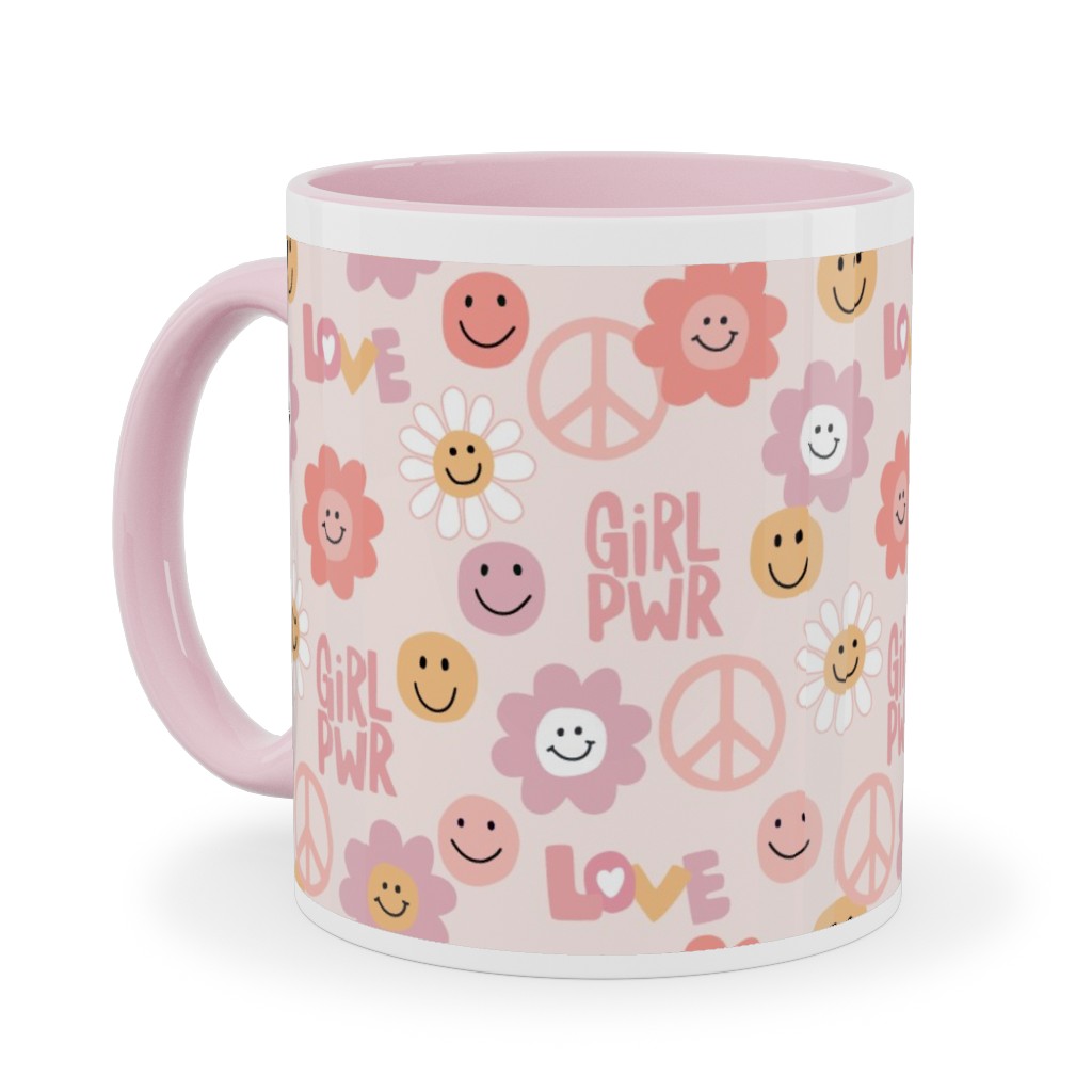 Happy Girl Power - Pink Ceramic Mug, Pink,  , 11oz, Pink