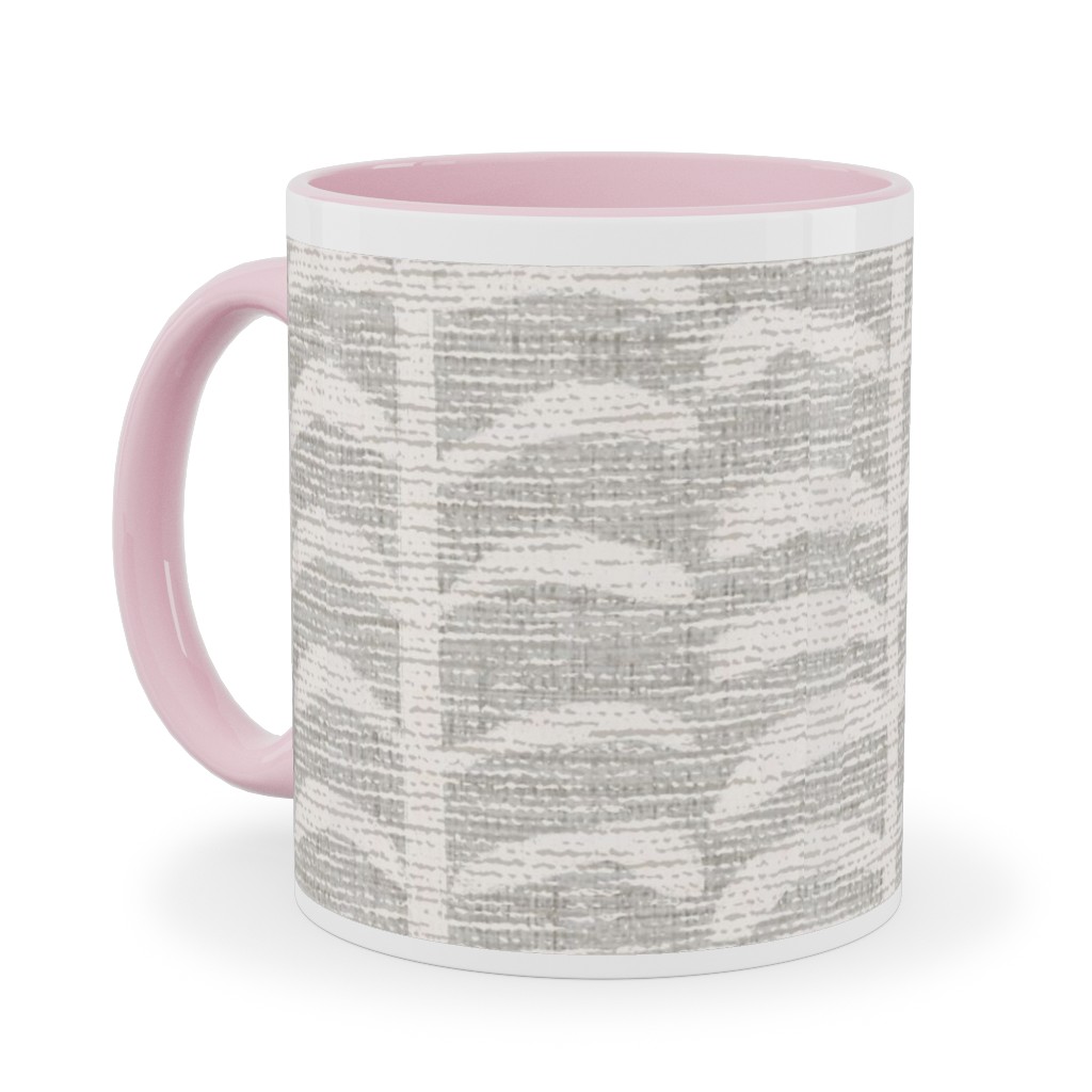 Grasscloth Vine - Neutral Ceramic Mug, Pink, , 11oz, Gray, Gray