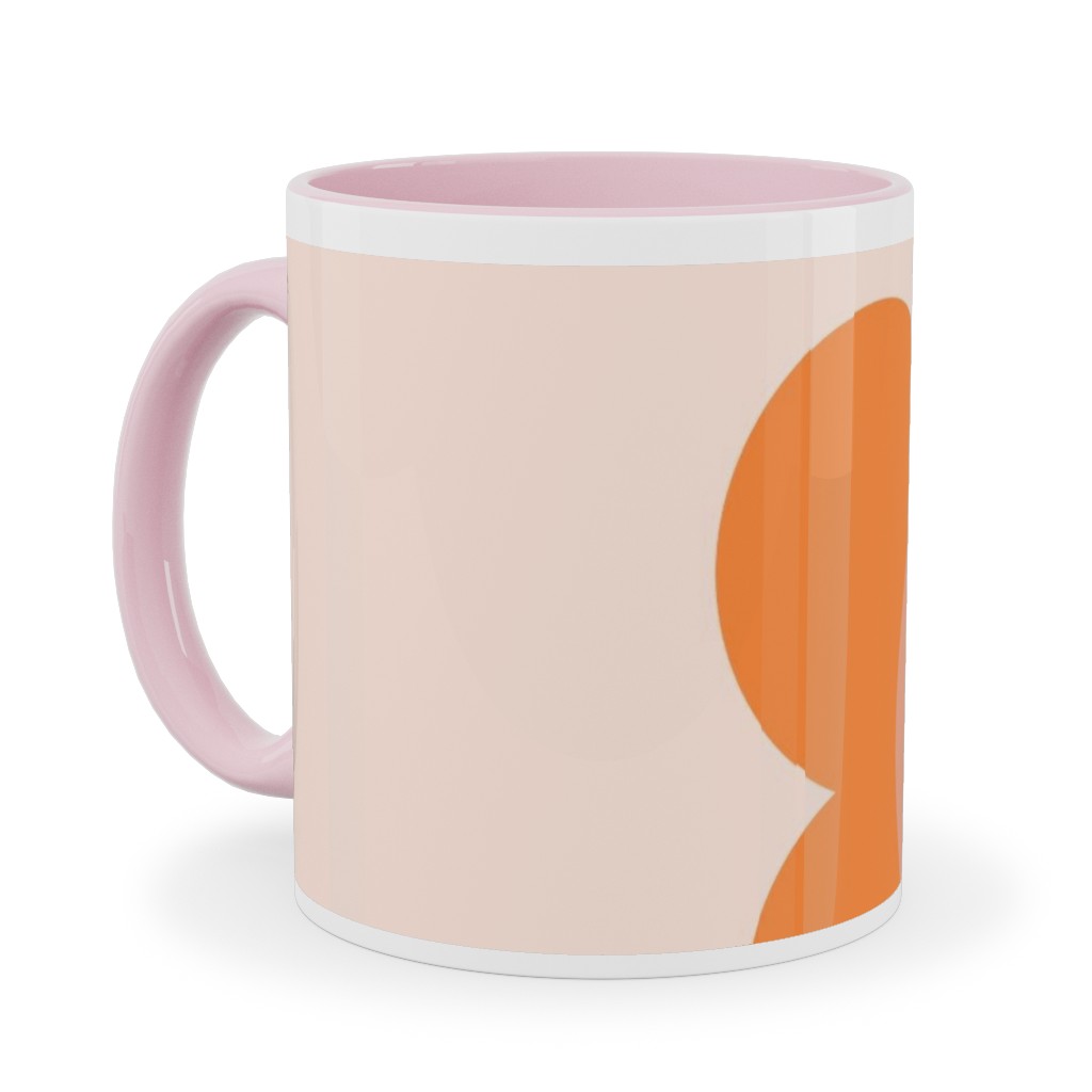 Smiley Floral - Orange Ceramic Mug, Pink, , 11oz, Orange, Orange