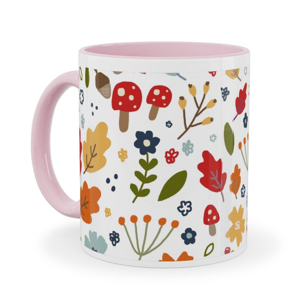 Woodland Floral - Multi Ceramic Mug, Pink,  , 11oz, Multicolor