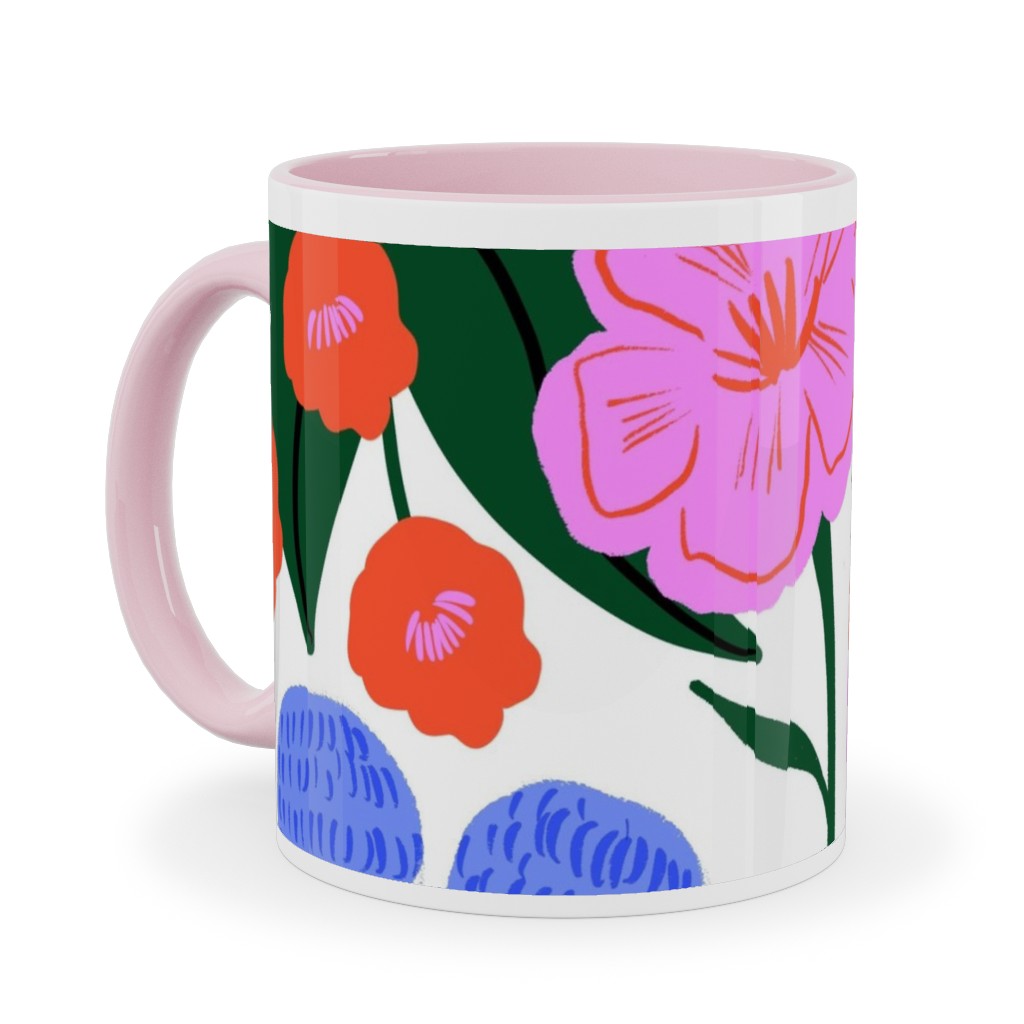Garden Floral - Brights Ceramic Mug, Pink, , 11oz, Multicolor