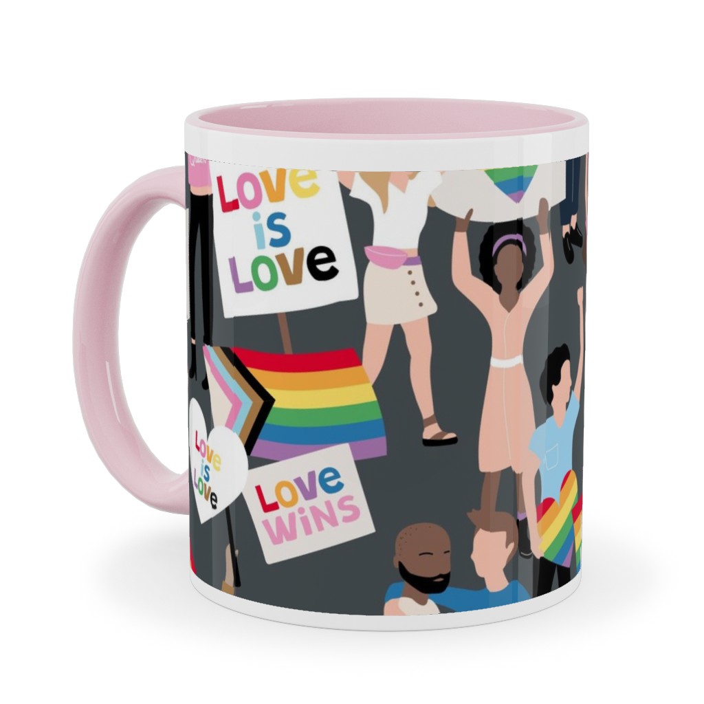 Pride Lgbtq Rainbow Flag Ceramic Mug, Pink, , 11oz, Multicolor, Cobblestone