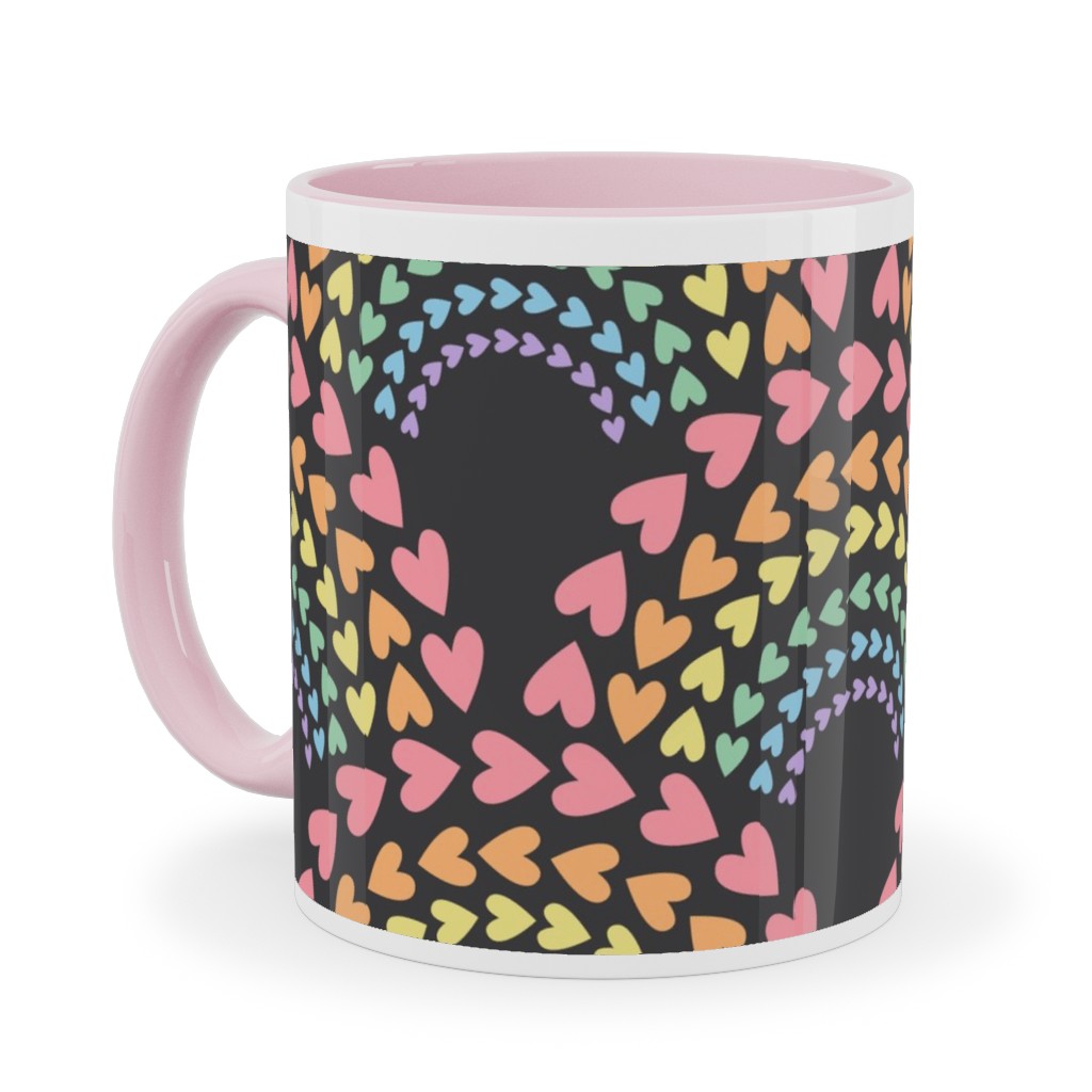 Rainbow Love Ceramic Mug, Pink, , 11oz, Multicolor, Dark Gray