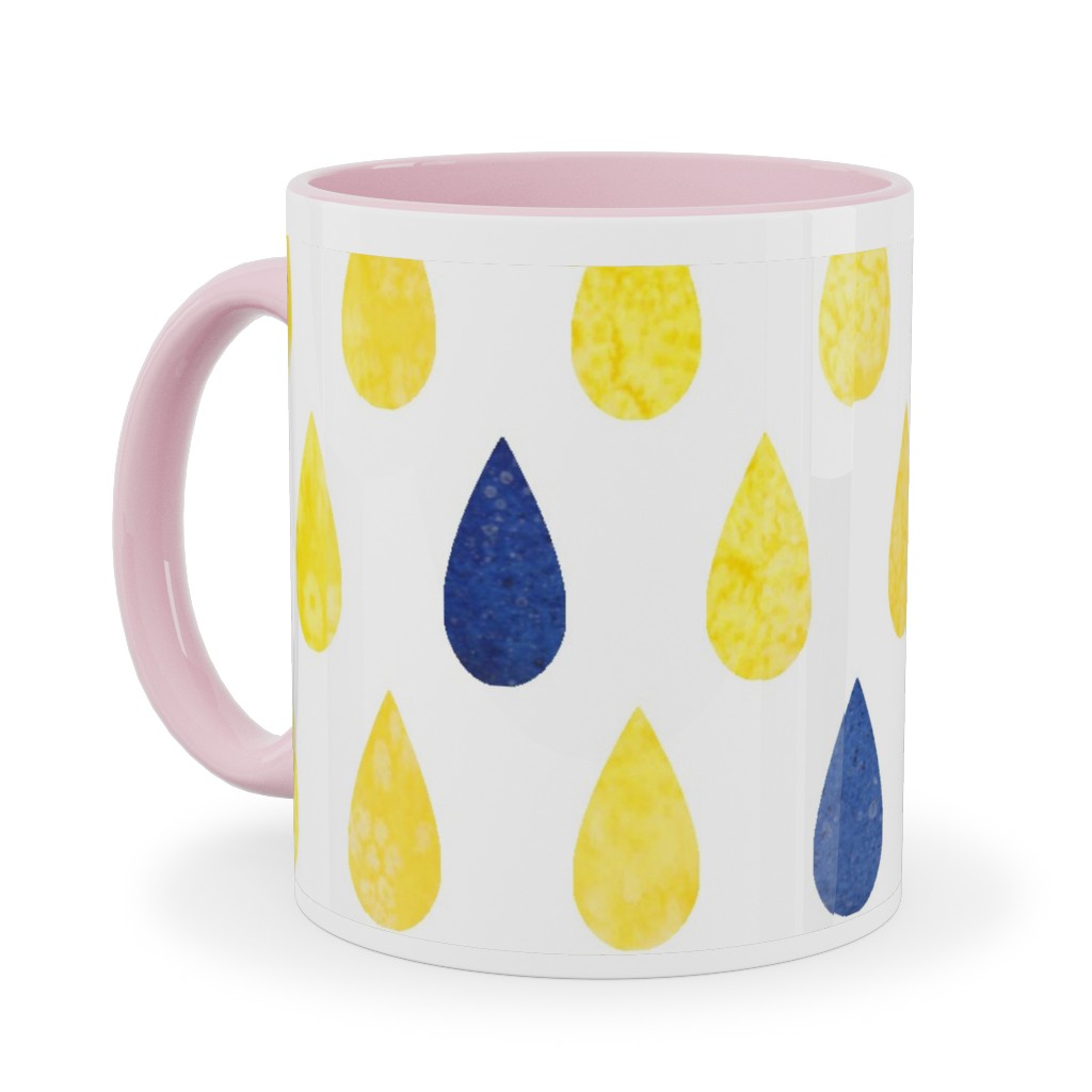 Drops Ceramic Mug, Pink,  , 11oz, Yellow