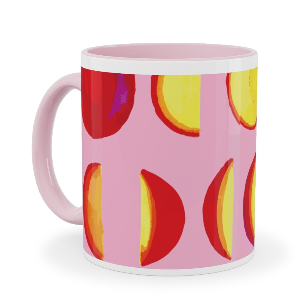 Plum Moon Ceramic Mug, Pink, , 11oz, Pink, Bright Pink