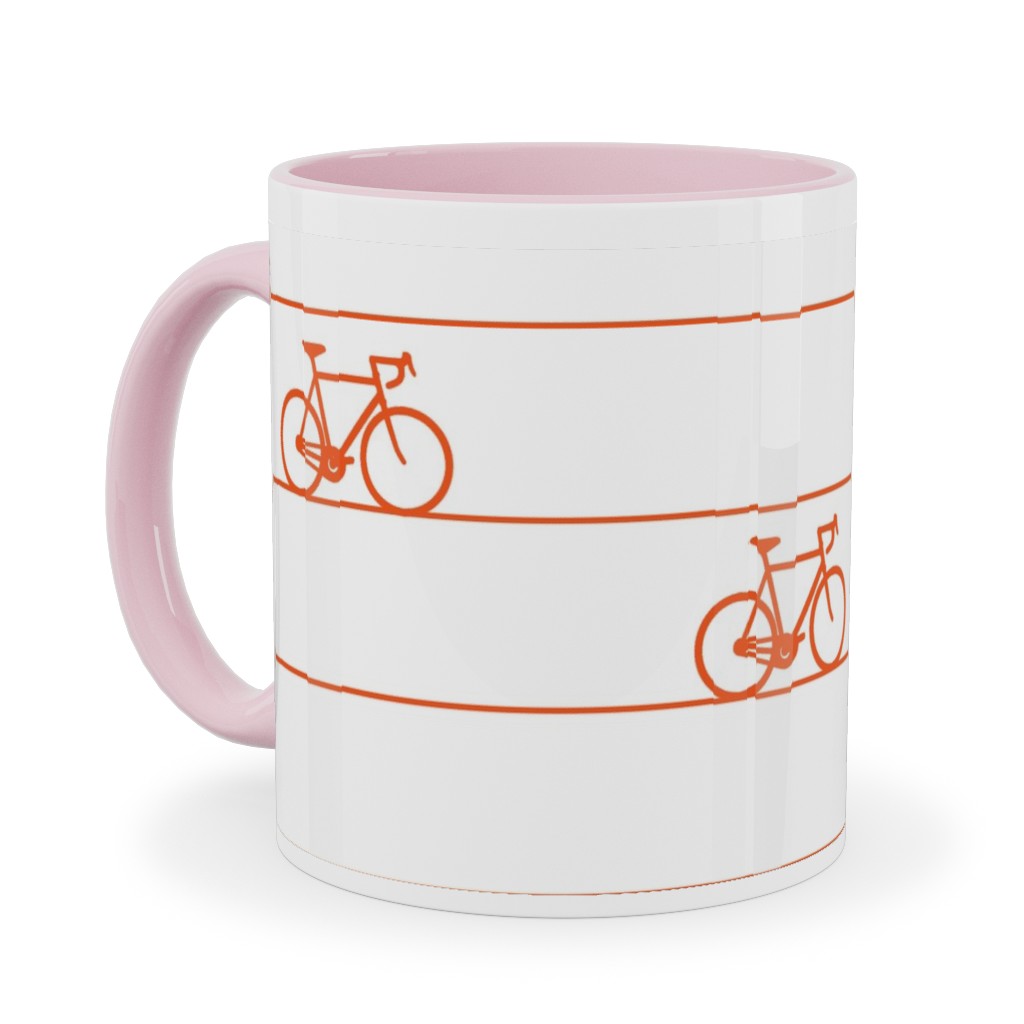 Biking Ceramic Mug, Pink, , 11oz, Orange, Fawn