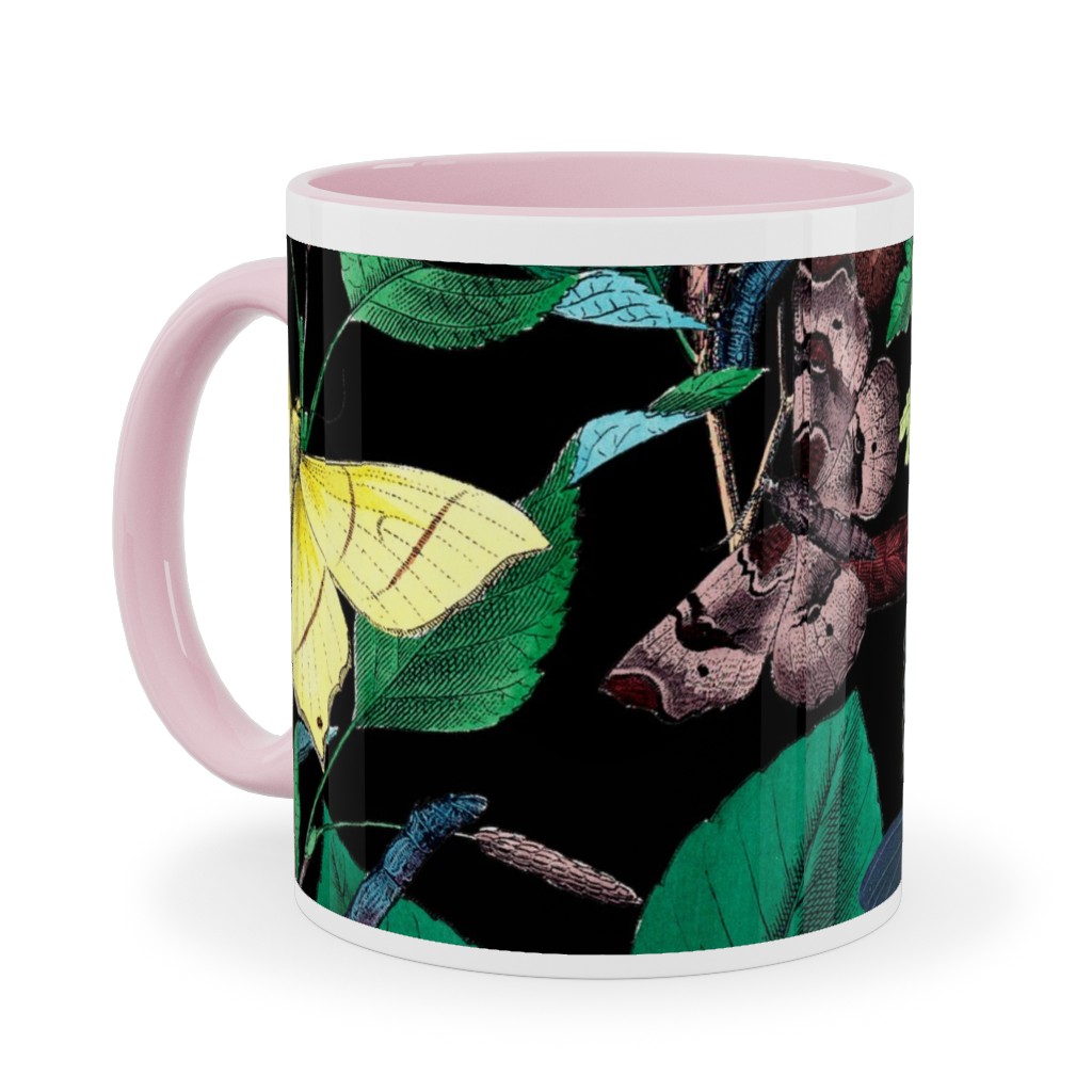 Butterfly Sanctuary - Multi on Black Ceramic Mug, Pink, , 11oz, Multicolor