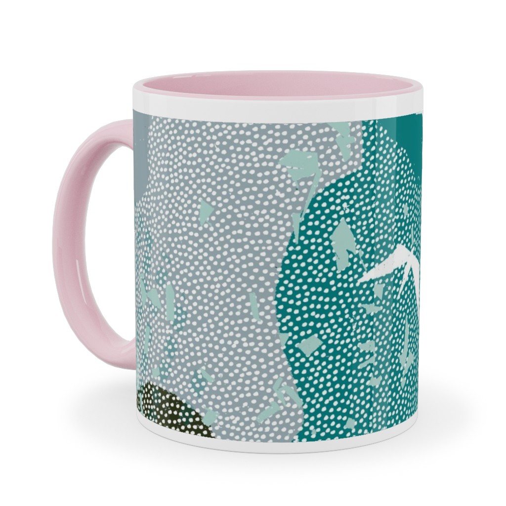 Forest Bird's Eye View - Green Ceramic Mug, Pink, , 11oz, Green, Classic Green