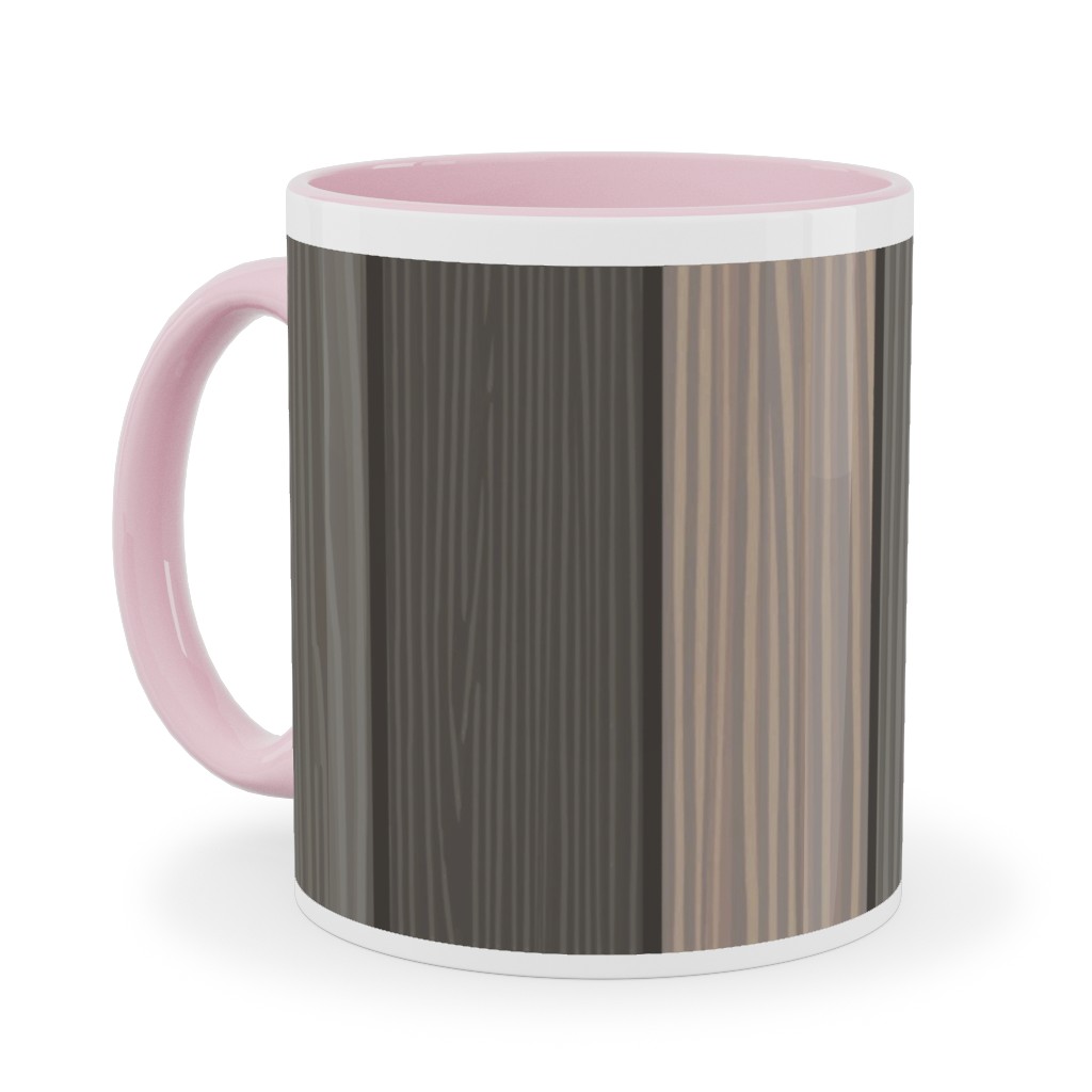 Old Wood Planks Driftwood - Brown Ceramic Mug, Pink, , 11oz, Brown, Brown