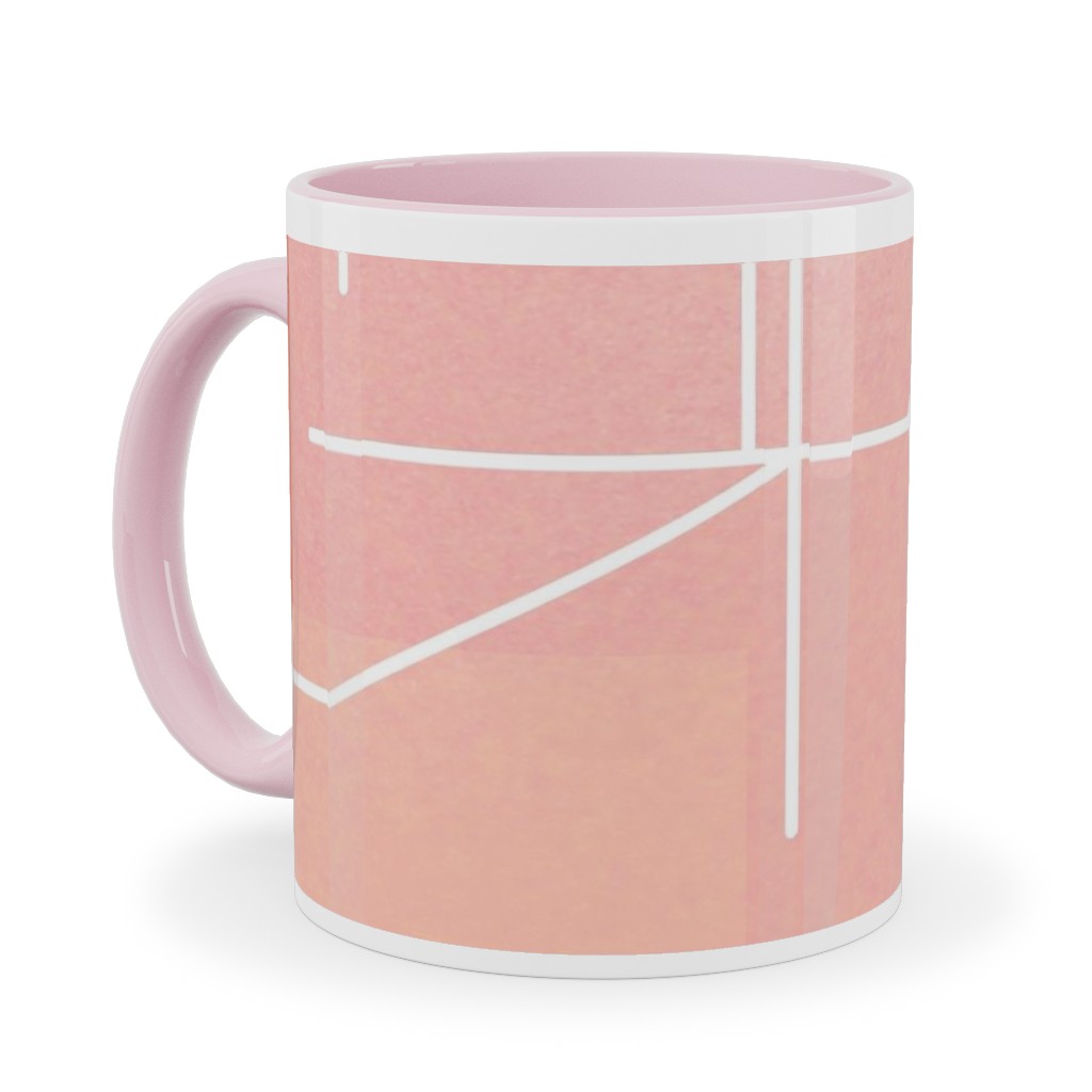 Midcentury Abstract Ceramic Mug, Pink,  , 11oz, Multicolor