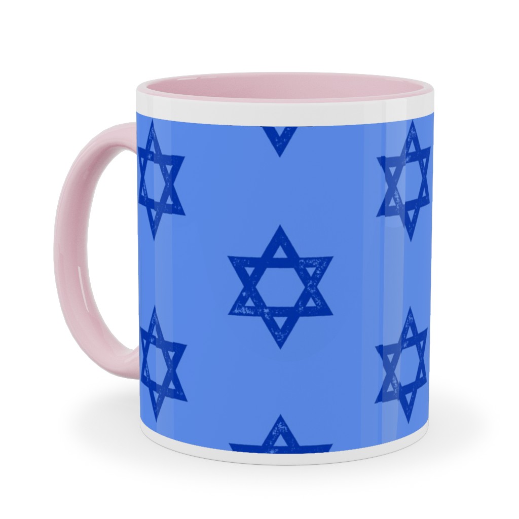 Star of David - Blue Ceramic Mug, Pink,  , 11oz, Blue