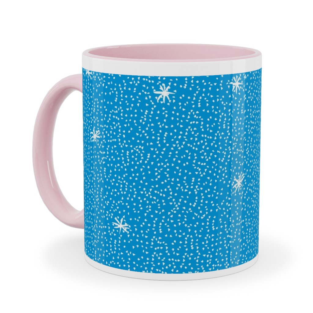 Holiday Hygge Snowflakes Ceramic Mug, Pink, , 11oz, Blue, True Blue