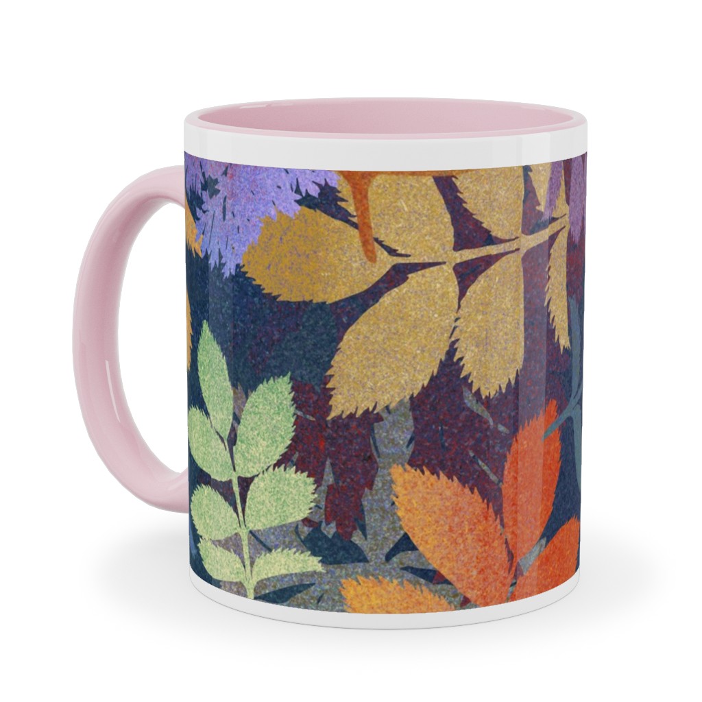 Leaves Falling - Multi Ceramic Mug, Pink, , 11oz, Multicolor